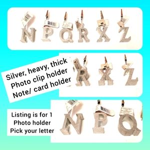5/$25 heavy duty, silver letter photo or paper clip decor Multi letters avail